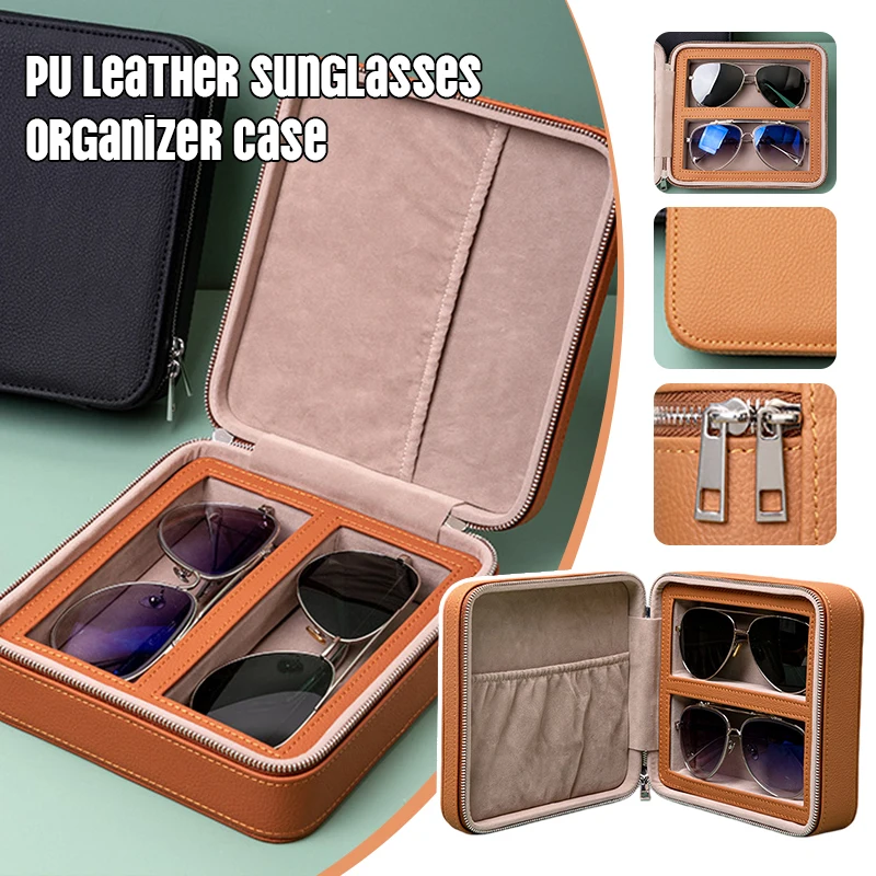 

Sunglasses Case Eyeglass Organizer Box Portable Travel Glasses Storage Holder Crush Proof Protective Case with Zipper Gift