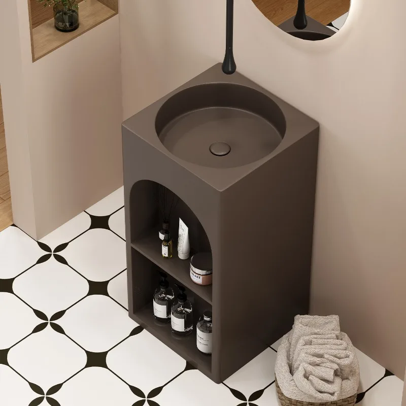 

Locker Stainless Steel Column Basin Wash Basin Integrated Floor Washbasin Household Wash