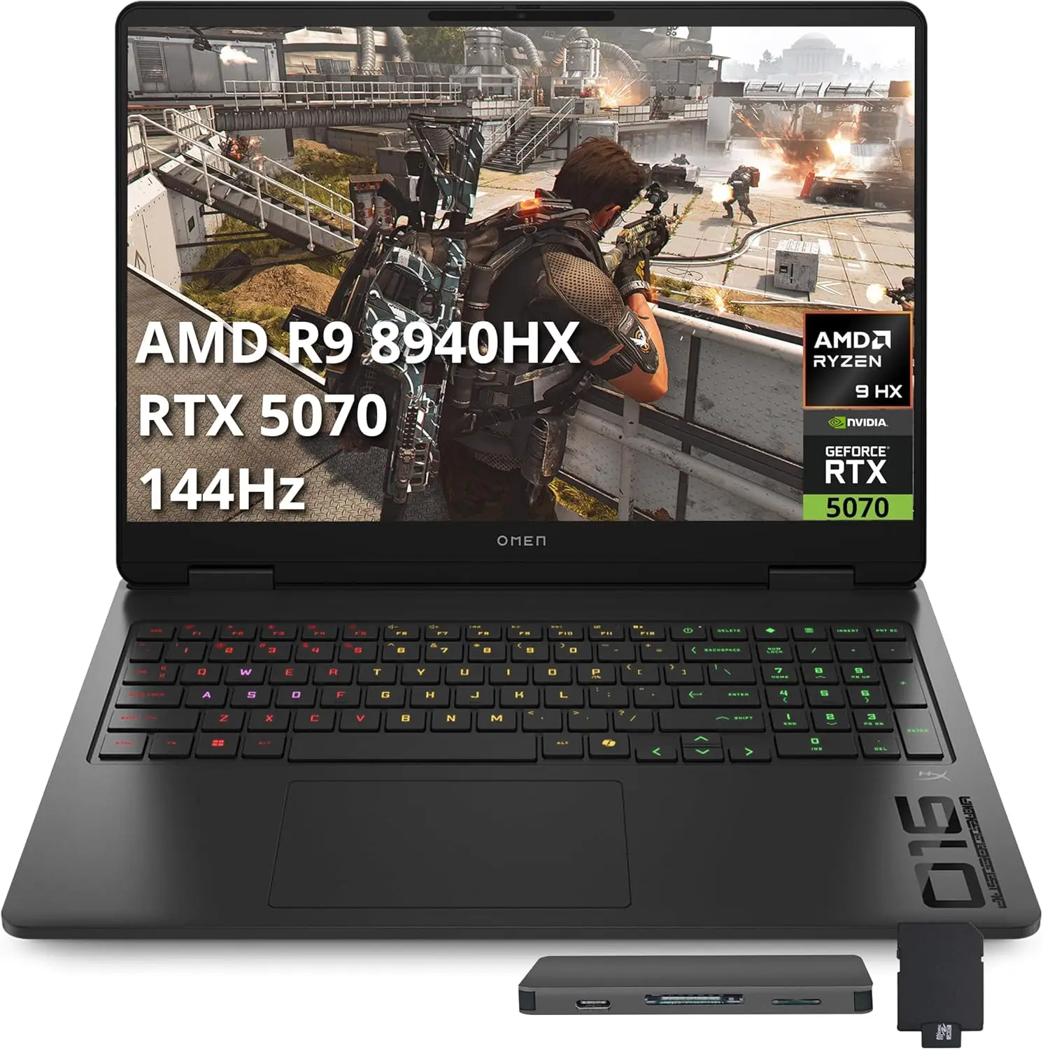 

Игровой ноутбук HP Omen 16 FHD 144 Гц, AMD Ryzen 9 8940HX, 64 ГБ DDR5, 2 ТБ SSD, RTX 5070, RGB-клавиатура, Windows 11 Pro