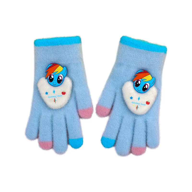 قفازات Miniso للأطفال شتاء جديد كامل الأصابع للأولاد والبنات مجموعة إصبع سميكة دافئة من القطيفة مجموعة أصابع المهر الصغير المباركة