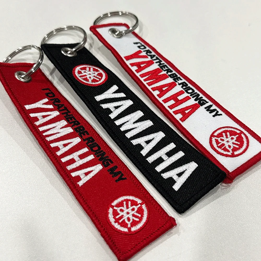1PC Double Sided Embroidery Motorcycle Keychain Belt Car Key Pendant Decoration