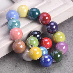 Round 8mm 10mm 12mm Shiny Glossy Ceramic Loose Porcelain Beads For Jewelry Making DIY Bracelet Findings