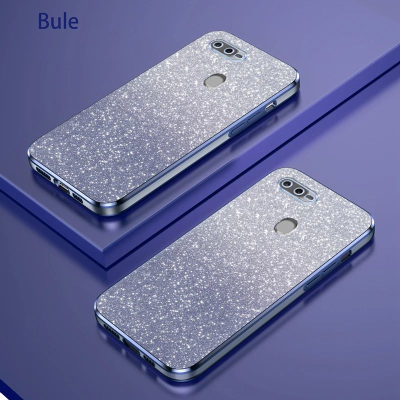 For OPPO F9 Pro Case Oppo F7 Phone Case oppo A7 AX7 A5S A3S A5 A7X A12 Luxury Gradient Glitter Plating Silicone Back Cover Funda