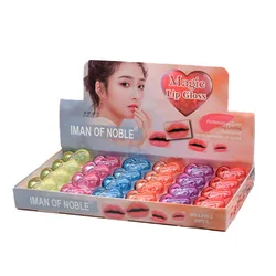 24Pcs Kawaii Heart Shaped Sequins Glitter Lip Gloss Color Changing Moisturizing Lip Gloss Lips Care Lips Makeup Wholesale