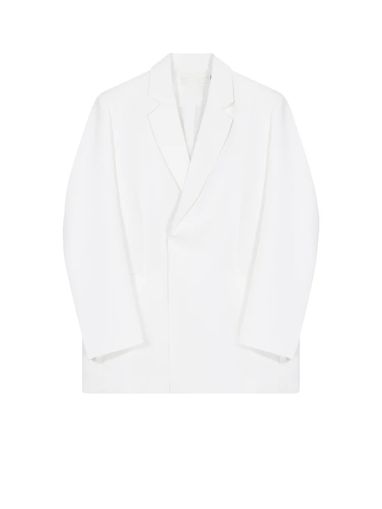 EAM-Chaqueta larga de talla grande para mujer, Blazer holgado de manga larga con solapa, color blanco, a la moda, para primavera y otoño, 2024, 1DE9383