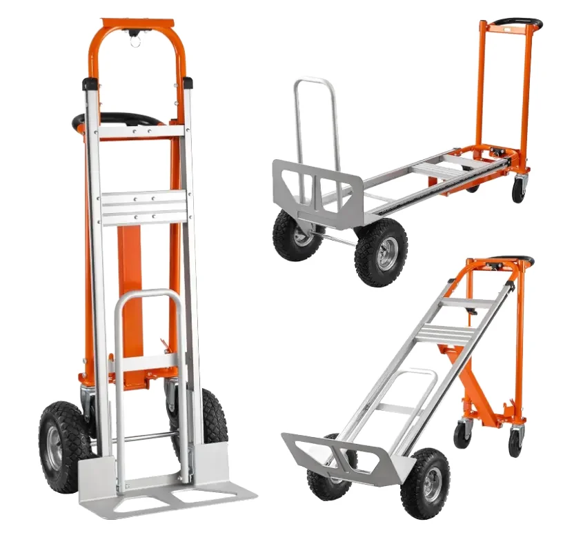 

Heavy-Duty 300KG Capacity 3-in-1 Industrial Folding Trolley Four-Wheel Rubber OEM Customizable Aluminum Tool Platform Trolley