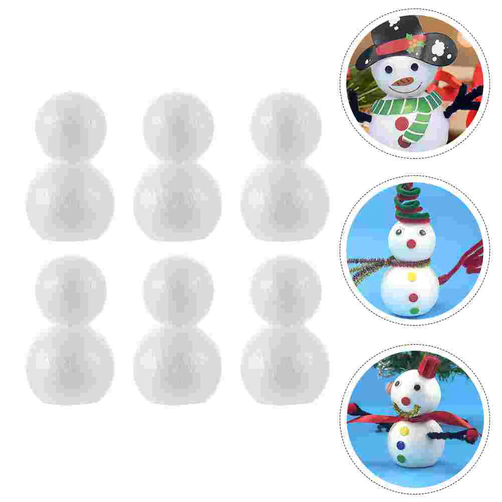 

6 PCS Snowman Foam Bodies DIY Model Kids Crafts Design Balls Hand-made Flower Arrangement Accessories Children