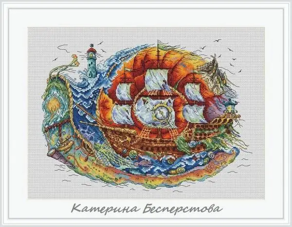 Snail series Sailor snail 46-36, 16ct, 14ct, 18ct, Chinese cross stitch kits, embroidery, DIY