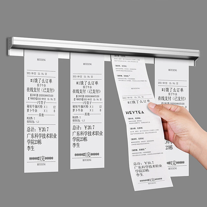 1pc 20/30/40/50cm Ticket Tab Bill Receipt Hanging Rack Bar Kitchen Order Document Holder Kitchen Ticket Paper Clip Organizer