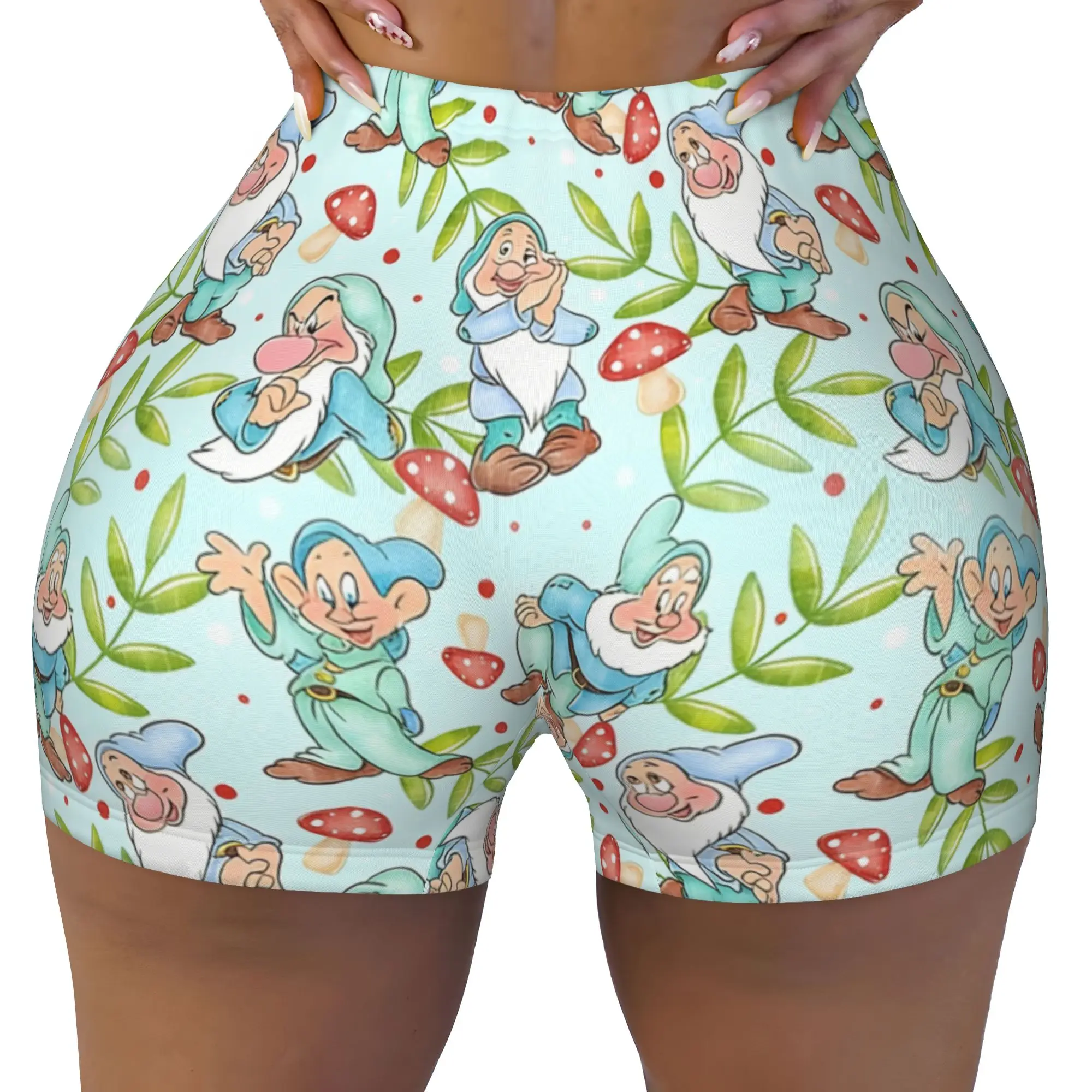 Custom Seven Dwarfs Anime Workout Volleyball Biker Shorts Women Cartoon Gym Yoga Shorts