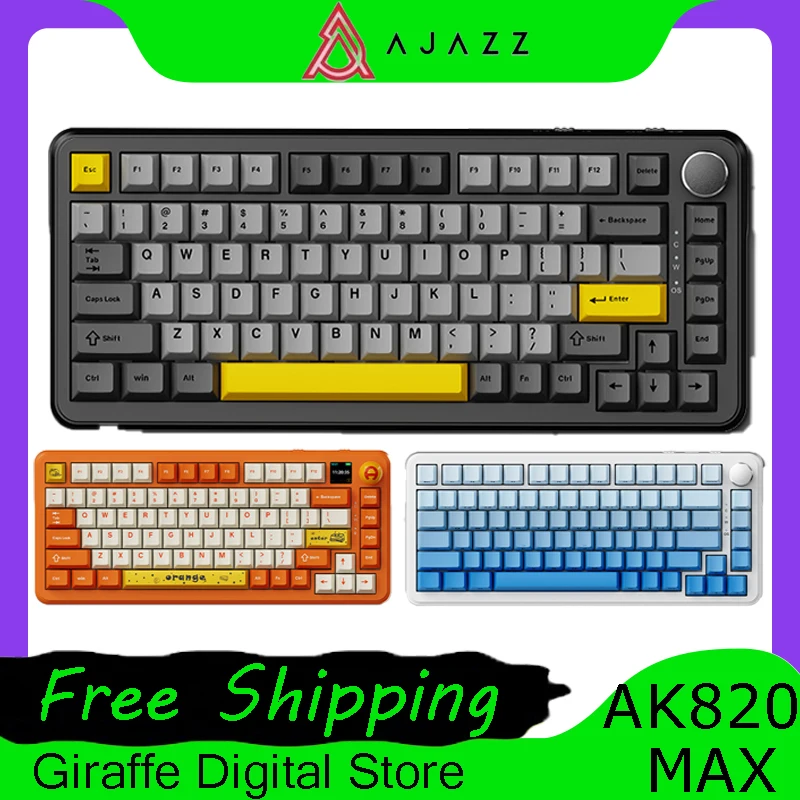 

Клавиатура Ajazz Ak820 Max Механическая 8K, многофункциональная игровая клавиатура с пользовательским экраном, для киберспорта, RGB ПК, геймеров, аксессуары в подарок