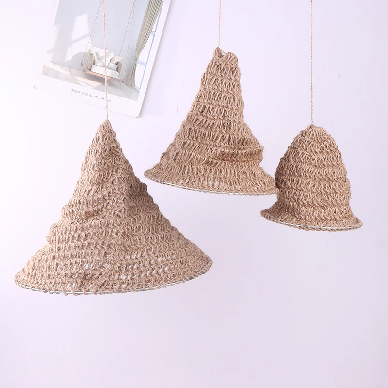 1PC Handmade Weave Jute Rope Lampshade Bohemian Style Hanging Lamp Shade For Home Restaurant Pendant Light Cover Decorations