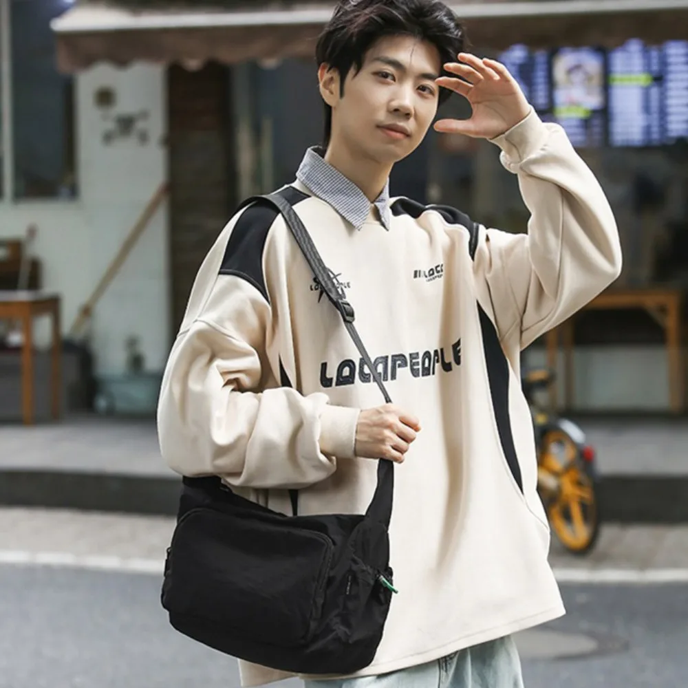 Leisure Fashion Crossbody Bag Casual Large Capacity Sport Shoulder Bag Fitness Solid Color Nylon Bag Unisex