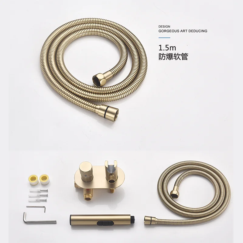 Elegant round Brass Bath Faucet with Three-Function Hot Cold Water Mixer for Bathroom Toilet Shower Set - Sanitary Spray