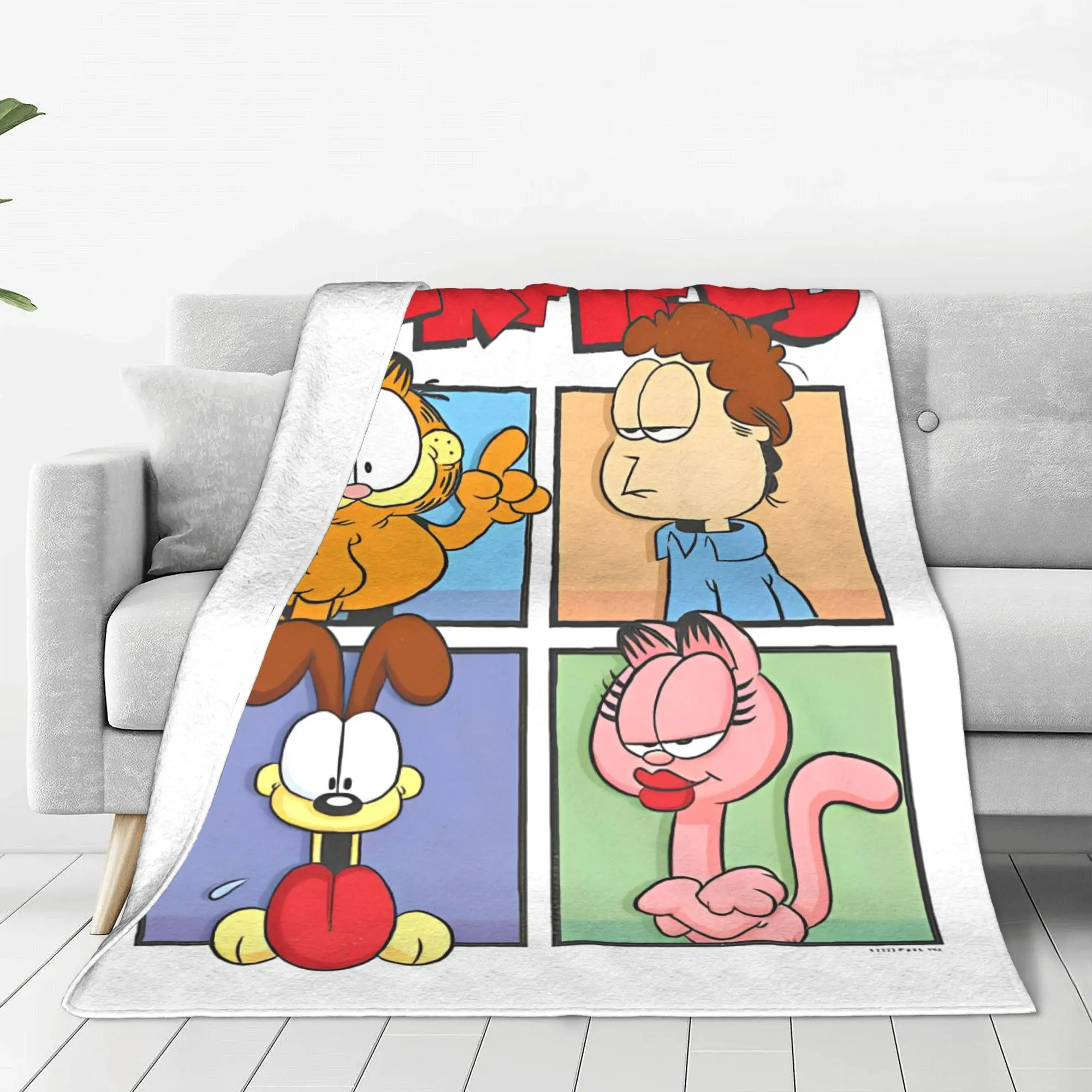 G-Garfielded Group Box Up Poster Flannel Blanket Cute Cartoon Funny Throw Blankets Bedding Lounge 125*100cm Quilt Lightweight