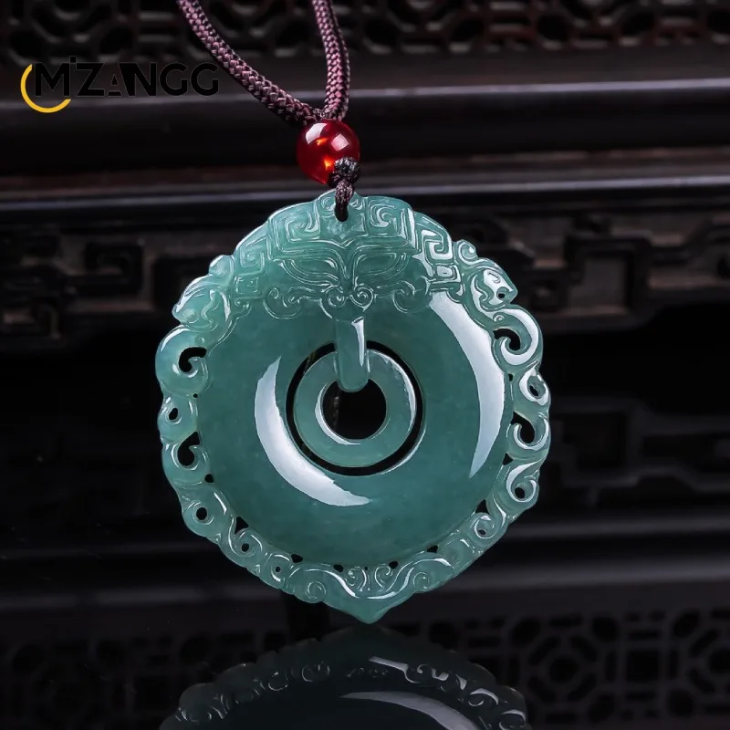 Natural A-grade Jadeite Blue Water Qilin Pendant Exquisite Luxury Ice-type Jadeite Necklace Men's and Women's Festive Gift
