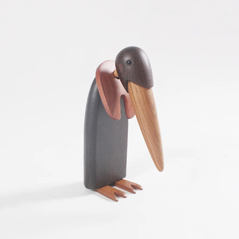 

Nordic style solid wood emperor penguin statue ornaments, wood carved penguin animal sculpture ornament, home desktop decoration