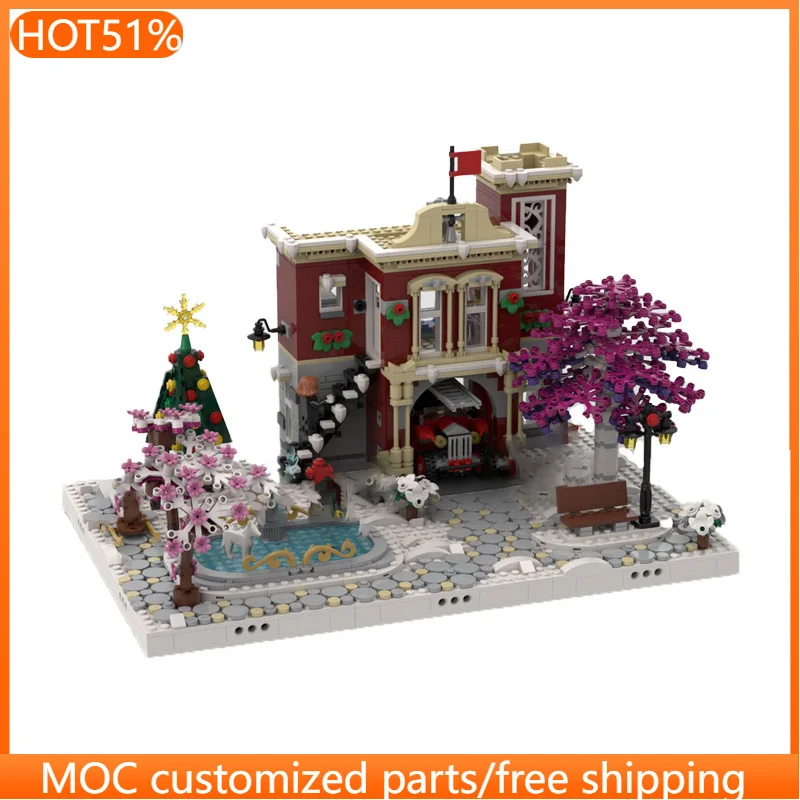 

669 PCS Medieval Display Forset 10263 Fire Station MOC Customize Modular Building Block Simple Creative DIY Assembly Toy Gift