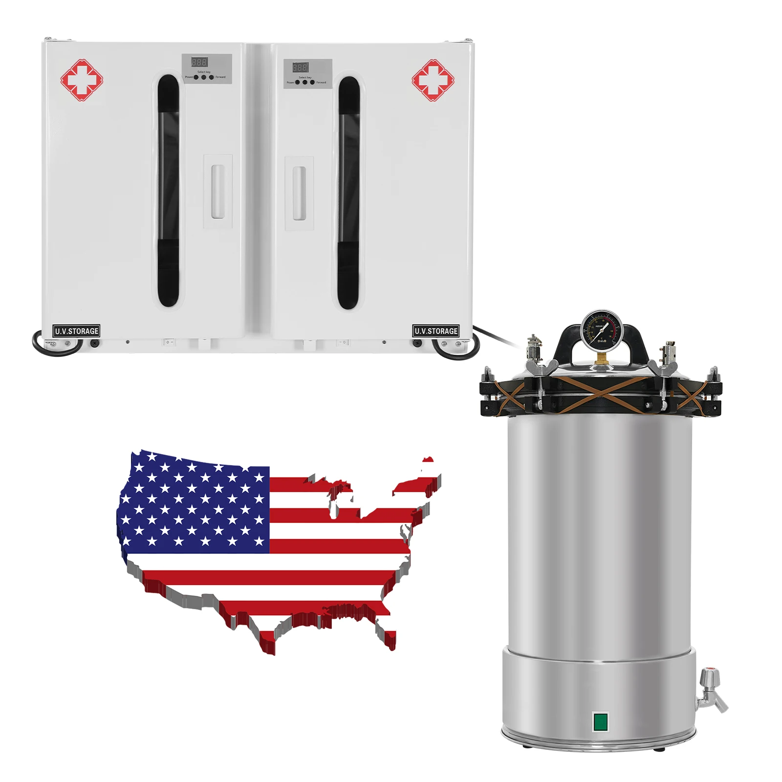 

ETERFANT 24L стоматологическое давление из нержавеющей стали, электрическое отопление/угольное и электричество с подогревом/54L УФ-стерилизатор, дезинфицирующий шкаф