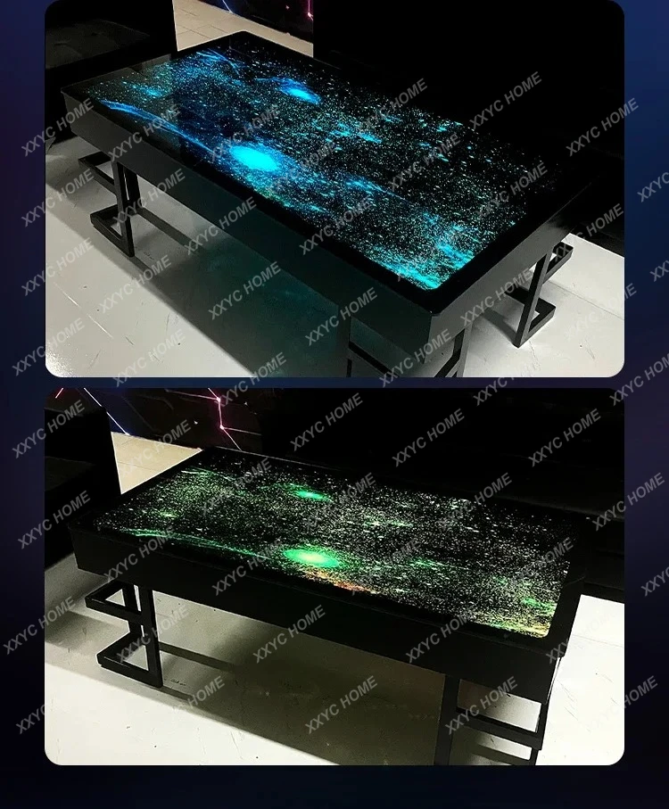 

FFcoffee table luminous club wine bar counter tempered glass stainless steel tea table seven colors