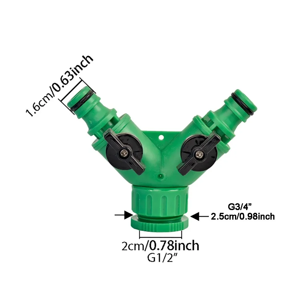 1/2 3/4 Thread 2-way Tap Hose Water Splitter Garden Tap Y Splitter Watering Fittings Adjustable Switch Joints