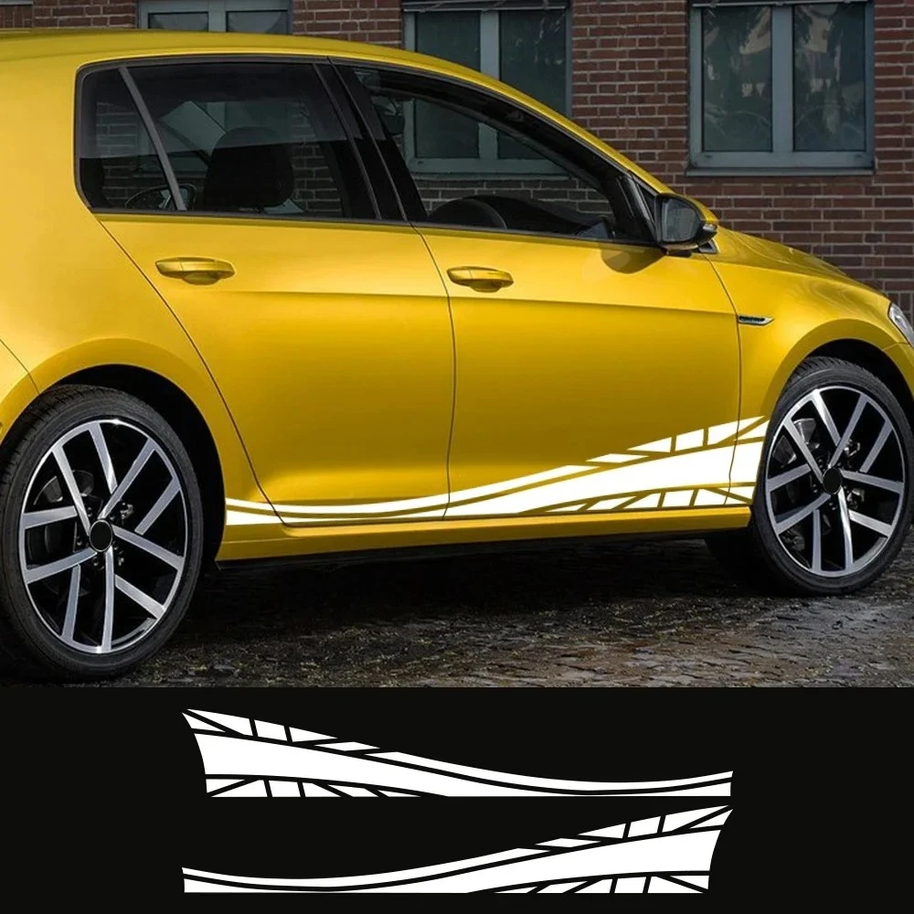 2PCS Car Door Side Skirts Stickers Waterproof Vinyl Decals PVC Car Body Decoration Stickers Accessories For Volkswagen VW Golf