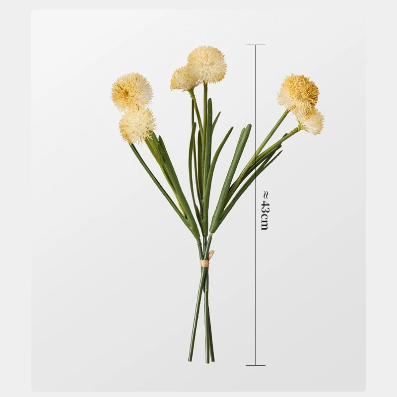 4/5 Stück Künstliche 6-Köpfige Lauchblumen-Bouquets, Plastik-Kunstblumen, Simulierte Löwenzahn-Pflanze, Grüne Blumen für Gartendekoration – Detail 1