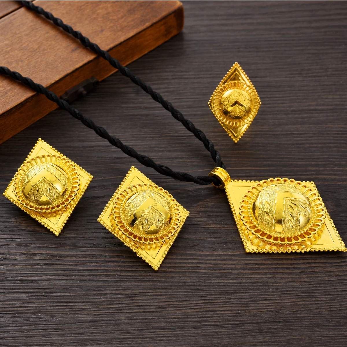 Ethiopian Jewelry sets Pendant Earrings Ring 3-Piece Sets African Eritrean Wedding Engagement Ethnic Gifts #066