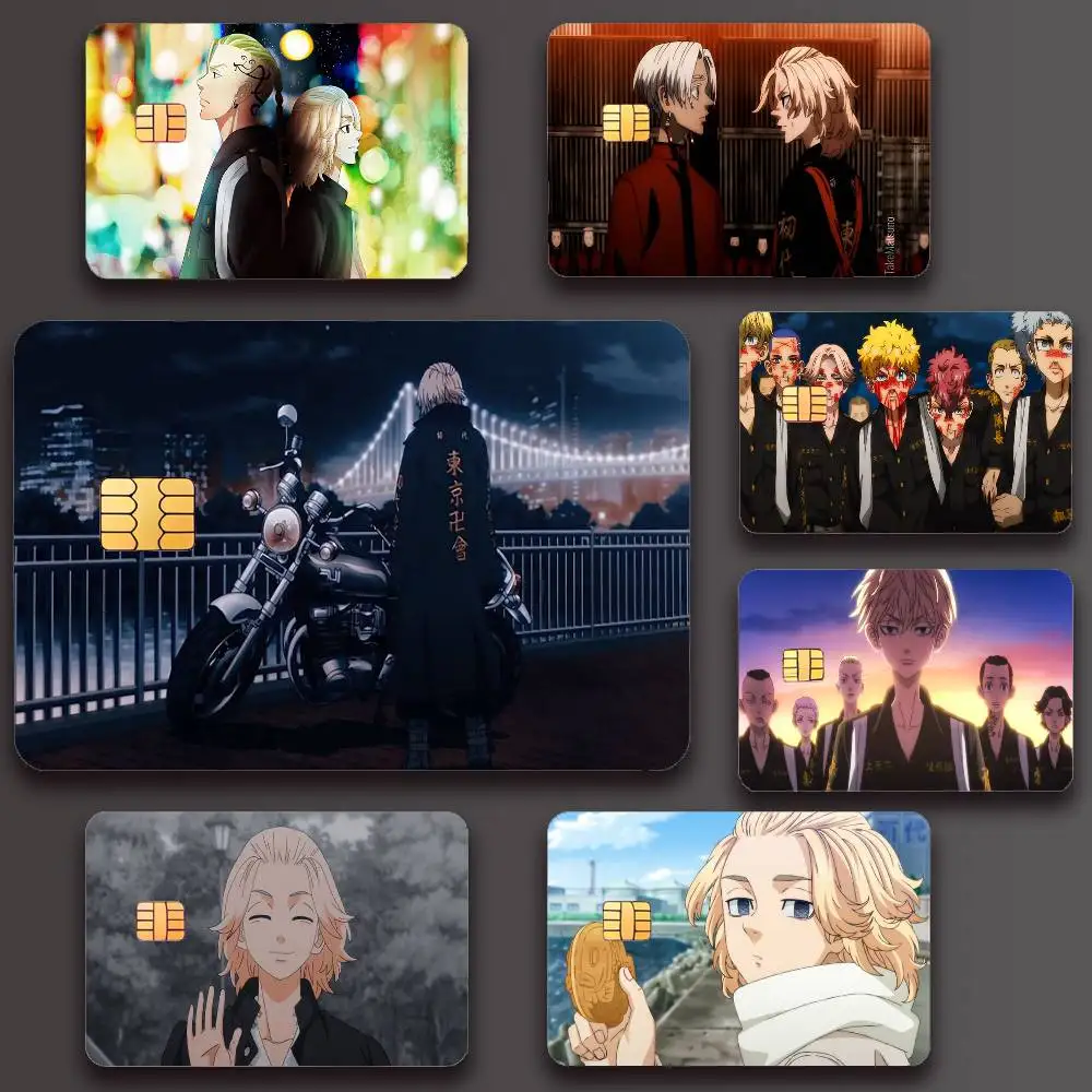 أنيمي طوكيو المنتقمون ميكي المشارك الائتمان الجلد غطاء بطاقة ملصقات 4 قطعة فيلم حافلة تمرير الجبهة الديكور البنك الخصم مقاوم للماء