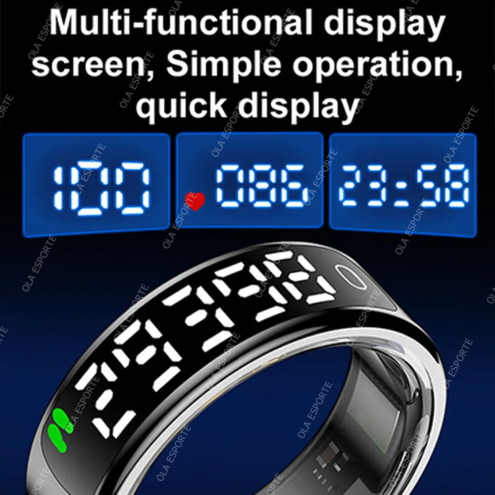 Smart Ring with Charging Case Heart Rate Heart Oxygen Sleep Monitoring Time Steps Battery Display Multi-function Smart Ring R12 view 4