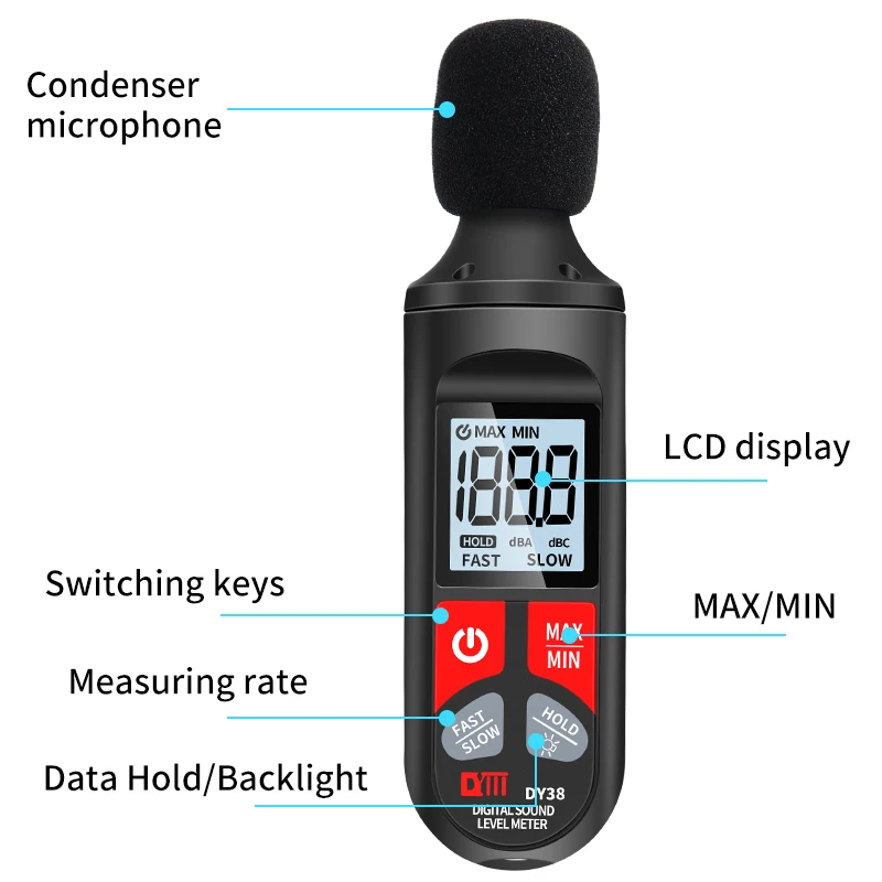 Cyfrowy miernik poziomu dźwięku miernik hałasu 30 ~ 130dB miernik hałasu miernik db Mini Audio miernik poziomu dźwięku decybel Monitor