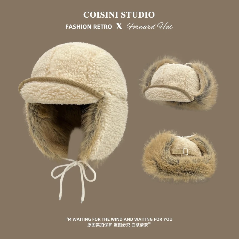 

Новые утолщенные плюшевые шапки-бомберы с ремешком для мужчин и женщин, зимние уличные шапки для отдыха, теплая защита ушей, универсальные кепки-пилоты в стиле ретро