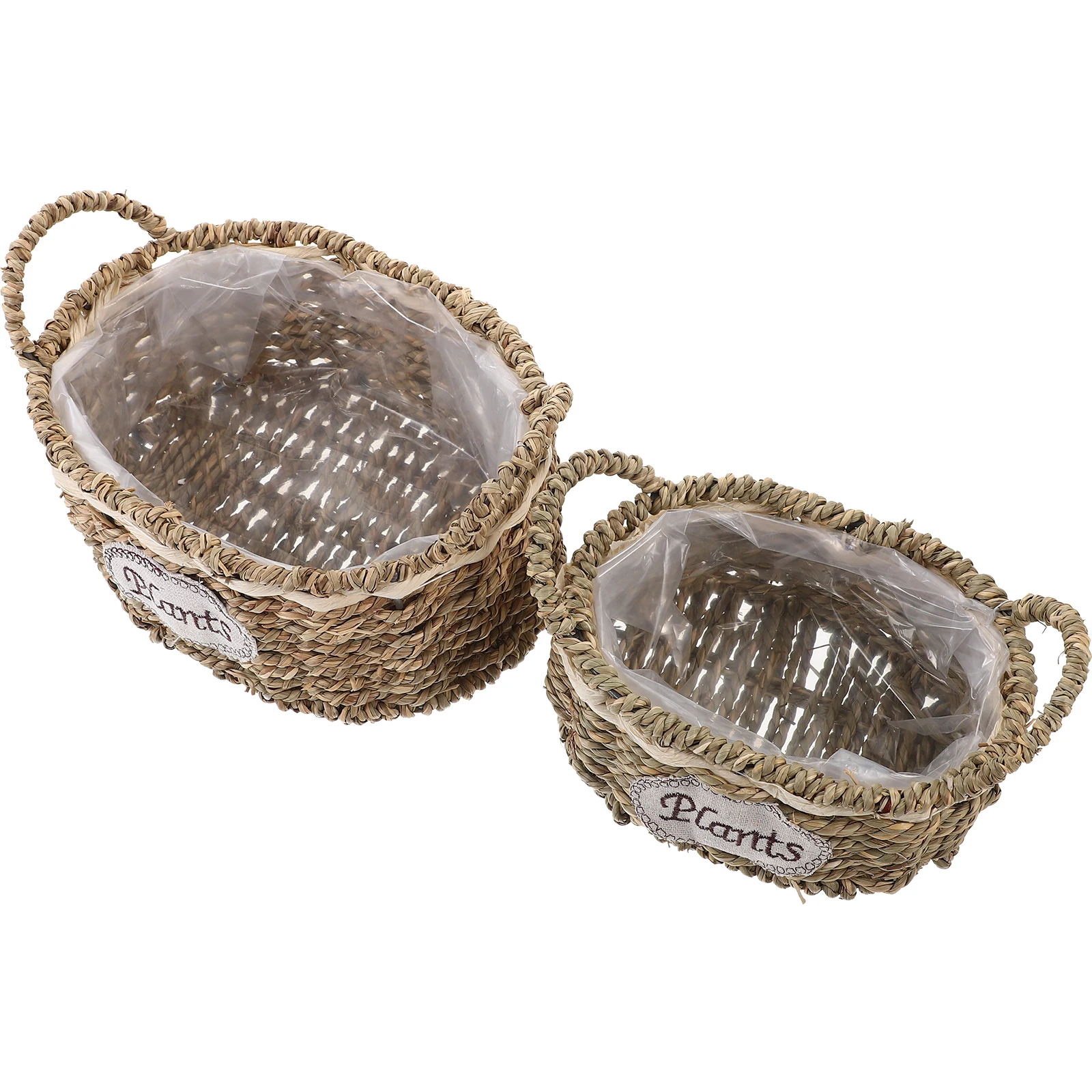 

2 Pcs Woven Baskets Storage Bin Indoor Plant Pots Rustic Design Home Decoration Garden Balcony Office Hotel Restaurant
