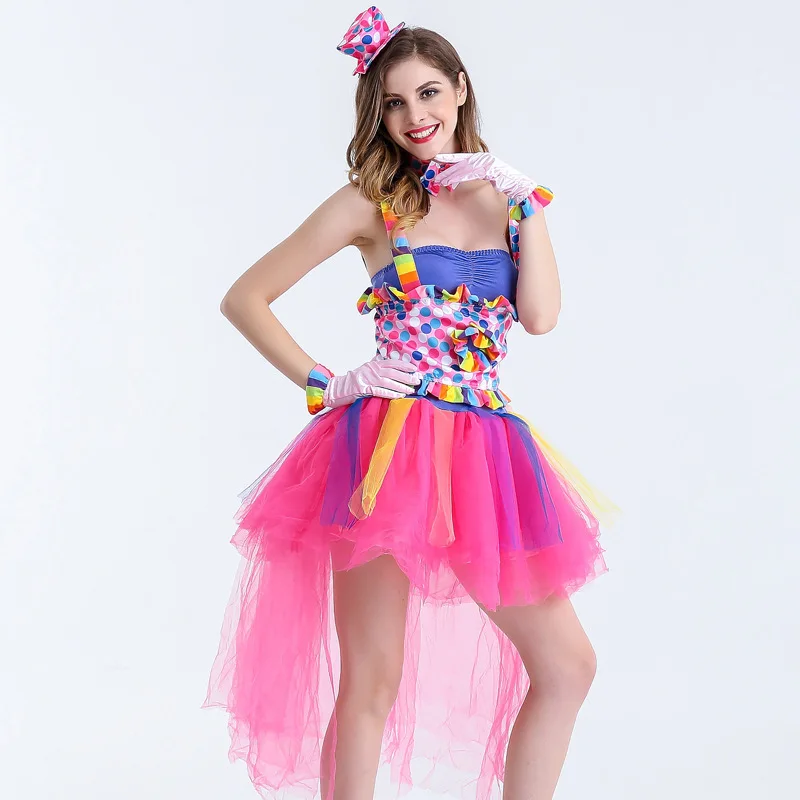 Halloween Carnival New Adults Women's Puffy Skirt Circus Clown Costume Role-playing Party Performance Dress Up Costume