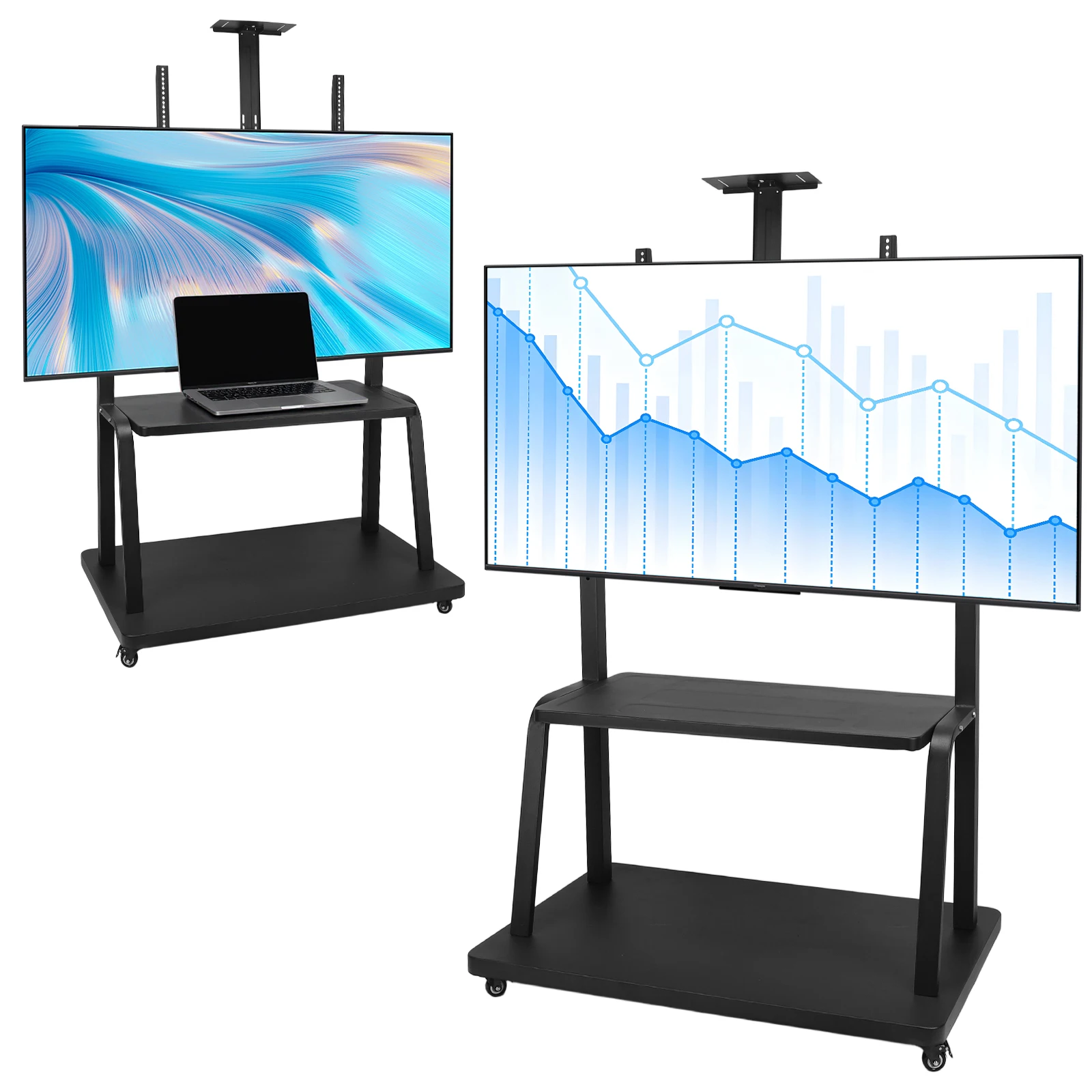 

Подставка для мобильного телевизора на колесиках для 50-120-дюймового ЖК-дисплея со светодиодной подсветкой и плоским/изогнутым экраном Телевизионная тележка вмещает до 660 фунтов для домашнего офиса ﻿