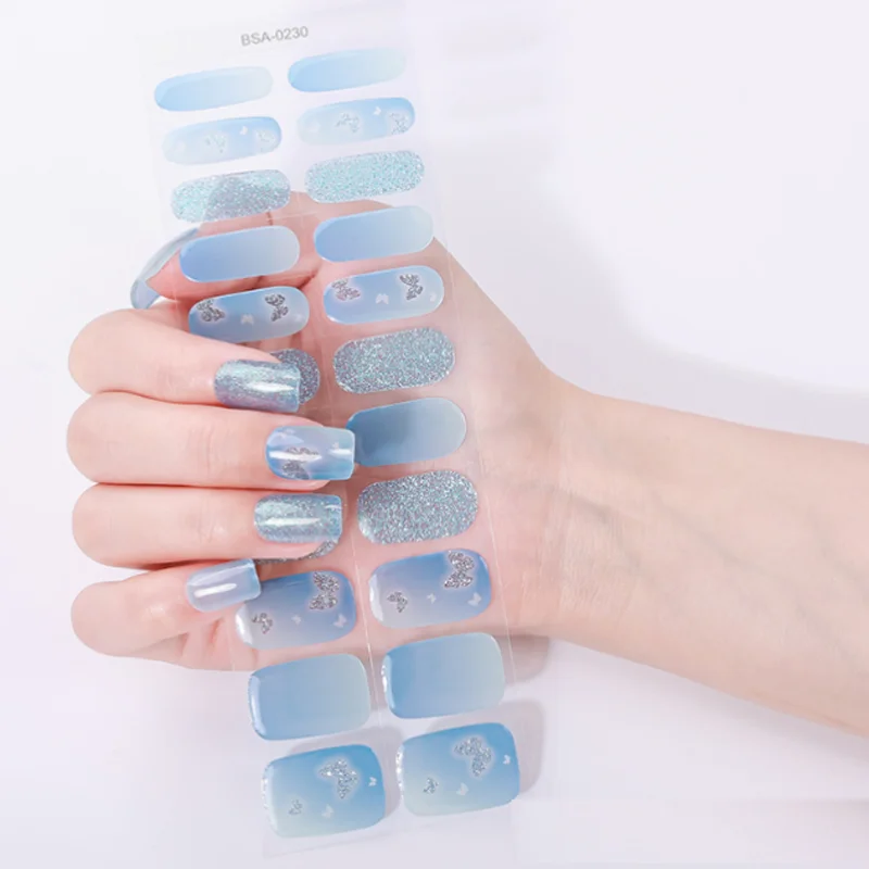 Geen UV-lichtgel nagelstrips DIY sprankelende glitter volledige dekking zelfklevende nagelsticker stickers nagelsalon manicure decors nageltips