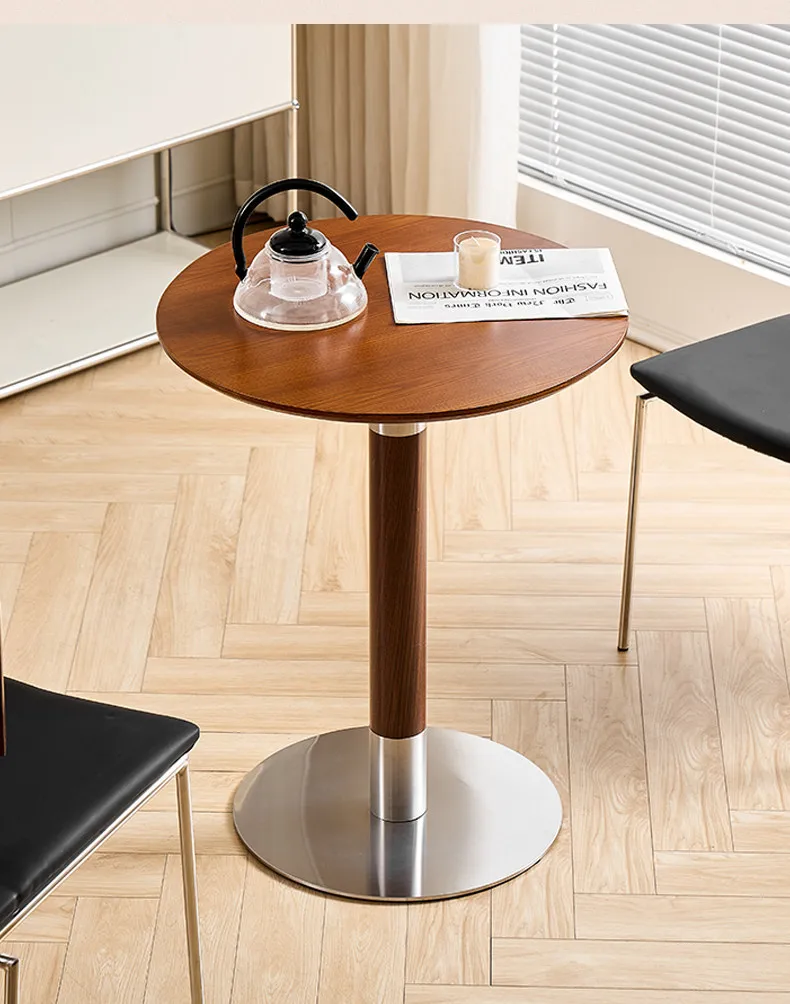 Simple solid wood retro coffee table Balcony small round  Meeting table Milk tea shop sugar water shop square