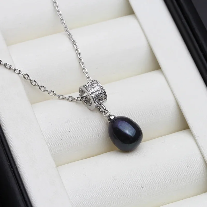 Luxury White Pearl Pendant Woman,Real Cultured Natural Fresh water 925 Silver Pearl Pendant Wife Engagement Gift