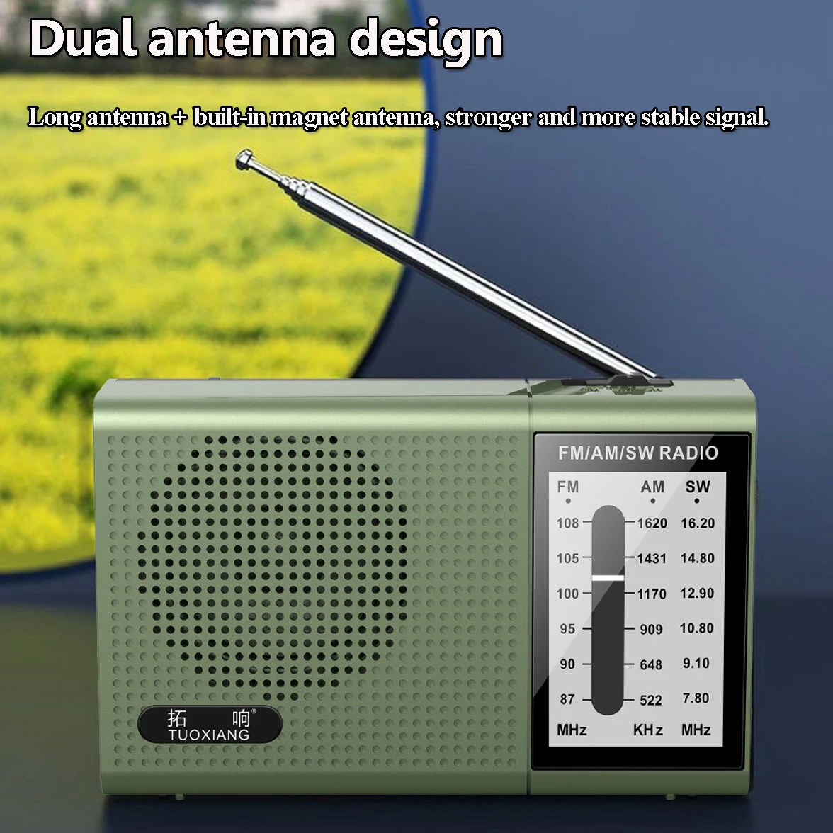 راديو صغير محمول كامل النطاق حساسية عالية FM AM SW أجهزة الراديو مع مكبر صوت قوي 3.5 مللي متر سماعة جاك قابلة للشحن لكبار السن