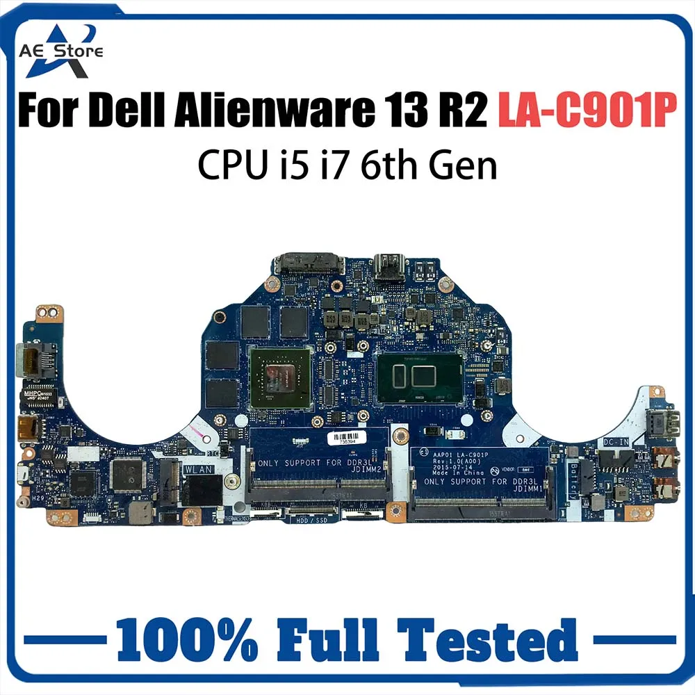 

Computer Mainboard For Dell Alienware 13 R2 CN-0NHYX3 0V3TCJ 0VC62V LA-C901P Laptop Motherboard I5-6200U I7-6500U CPU GTX960M