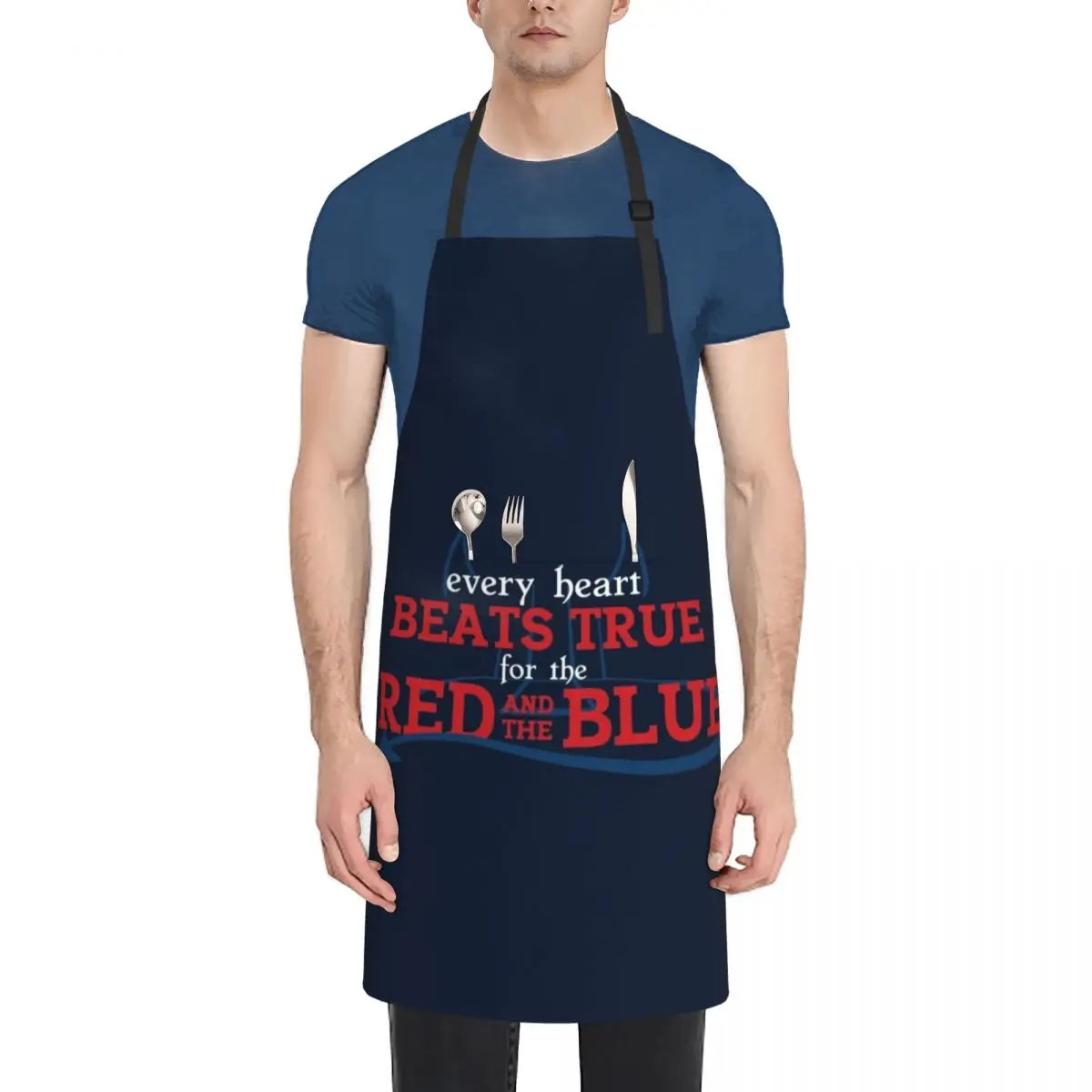 Every Heart Beats True For The Red and the Blue Apron For Men Kitchen accessories Kitchen Front Apron