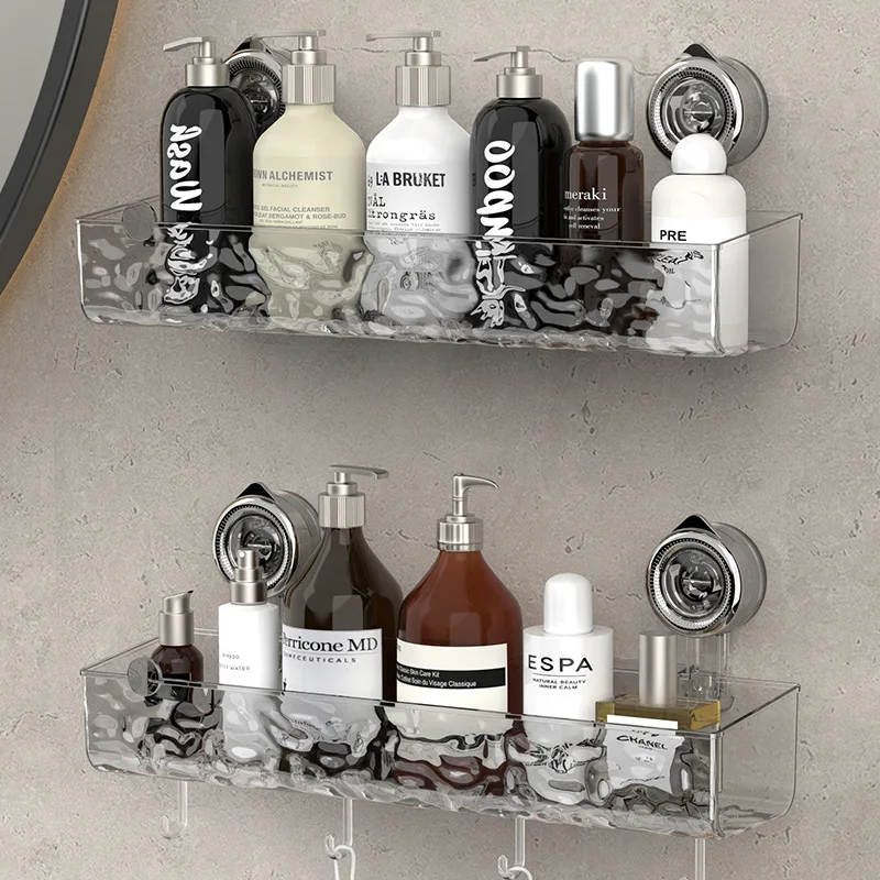 Suction cup storage rack with glacier pattern storage, no punching storage box, bathroom wall mounted