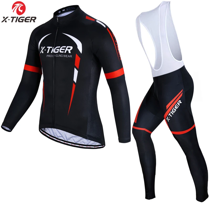 X-TIGER Winter Cycling Thermal Jersey Set Long Sleeve Mountain Bicycle Clothes Keep Warm Racing Bicycle Cycling Clothing