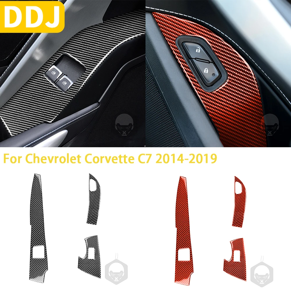 

For Chevrolet Corvette C7 2014 2015 2016 2017 2018 2019 Accessories Carbon Fiber Car Interior Windows Control Pane Trim Sticker