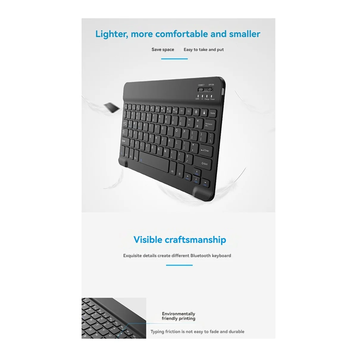 ABLQ Bluetooth Keyboard Portable Keyboard for Tablet PC Tablet Gaming Accessories White