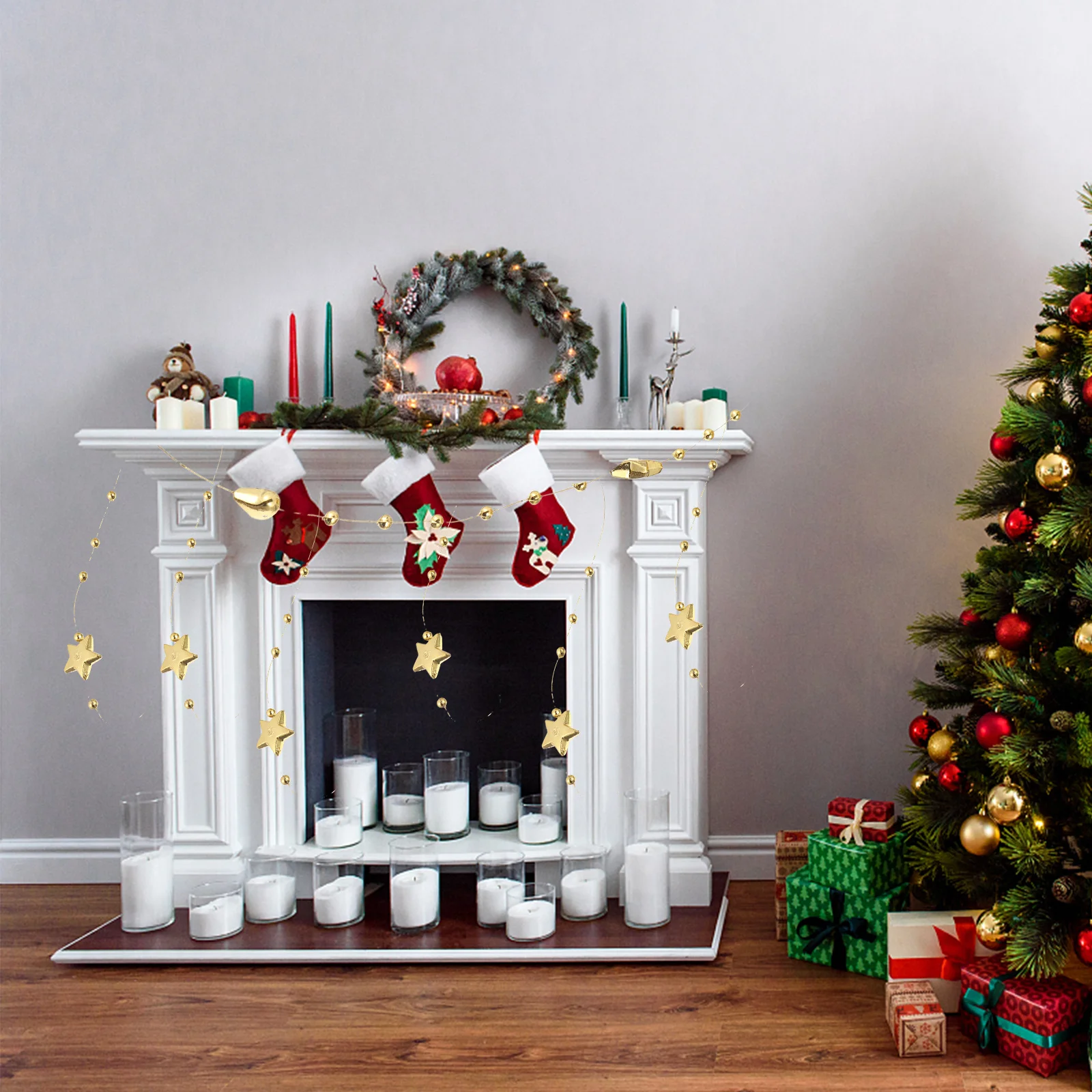 

Pentagram Star Bead Chain Ribbon Bright Color Durable for Wedding Party Gift Wrapping Bead Chain Decoration Party Decor