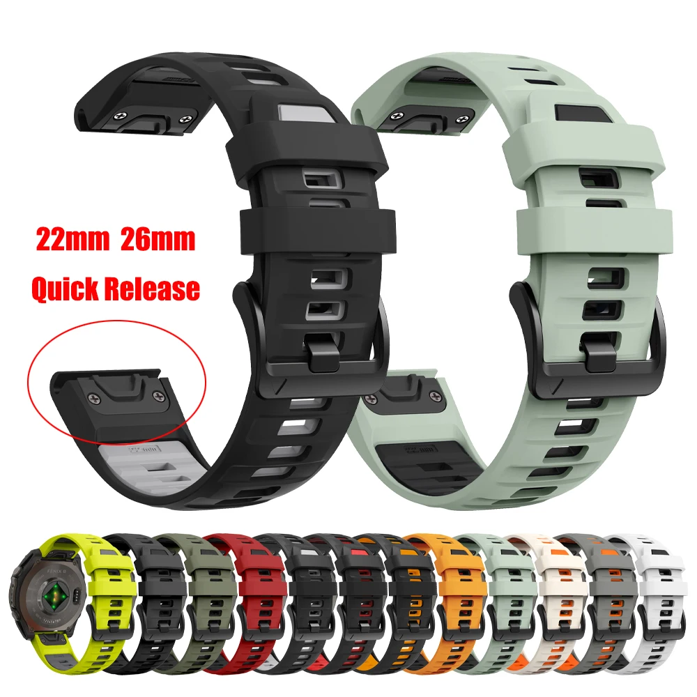 Cinturino orologio ufficiale 22mm 26mm per Garmin Fenix E 8 7 7X 6 5plus /Forerunner 970 965 cinturino in silicone per braccialetto Quatix 8 7X 3