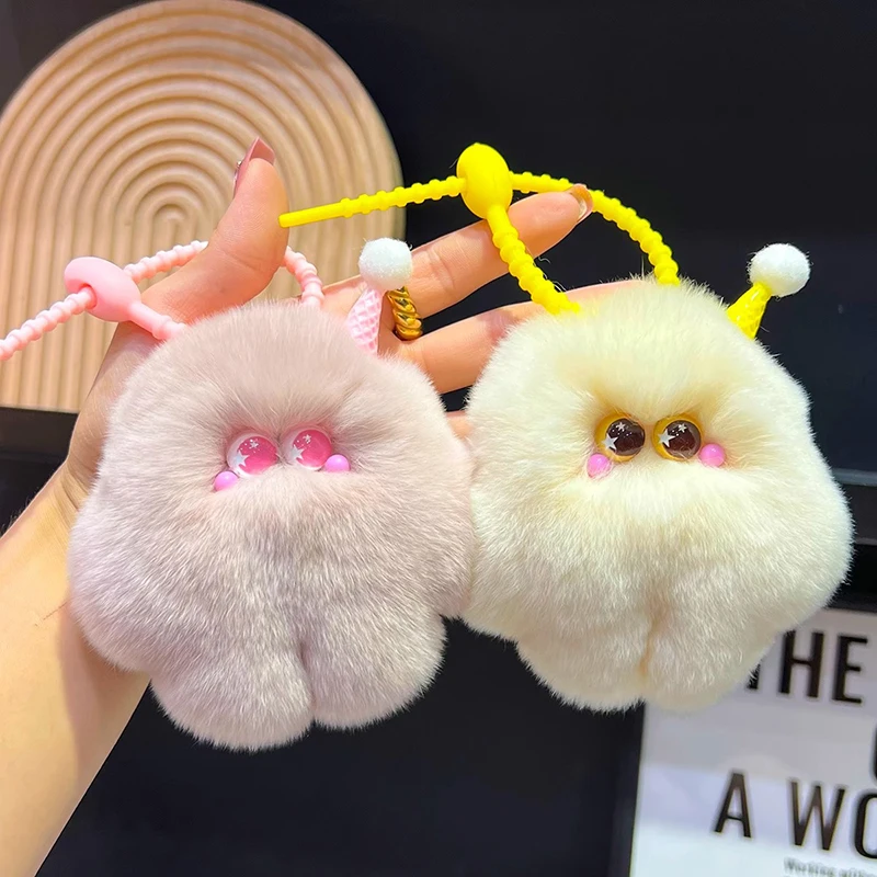 Cute Imitation otter Rabbit Hair Ice Cream Clumsy Pendant Car Key Chain Bag Accessories Gift