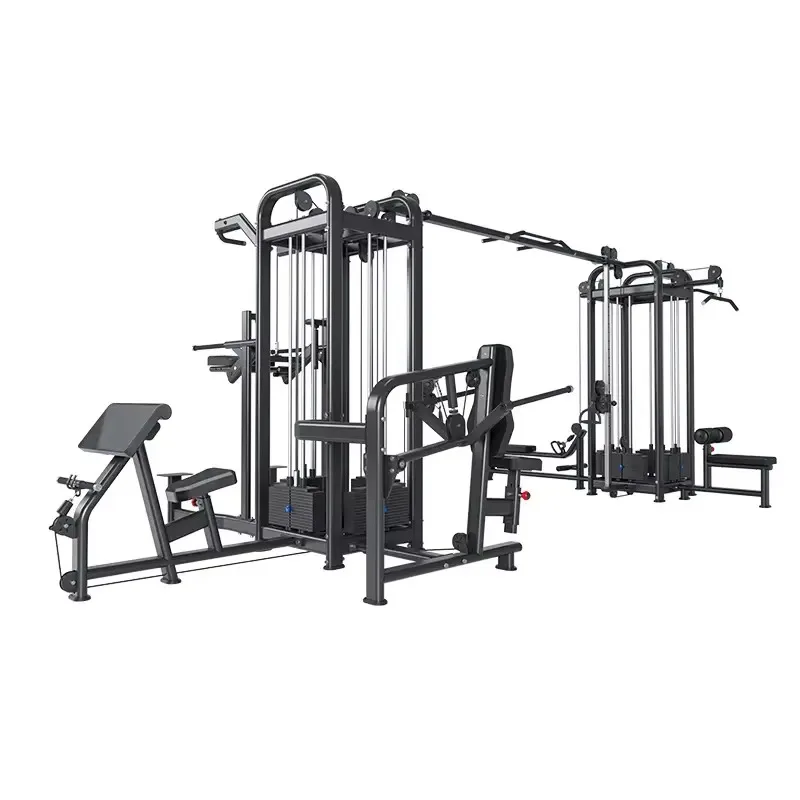 8-Station Comprehensive Fitness Machine - Multi-User Metal Equipment for Commercial Gyms, Group Comprehensive Strength Training