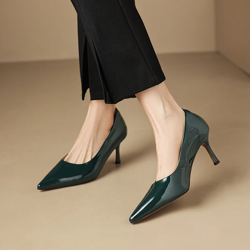

Large Size Genuine Leather Cowhide Women's Shoes,Classic Slip-on Pointed Closed Toe Stiletto Women pumps,Fashion High Heels